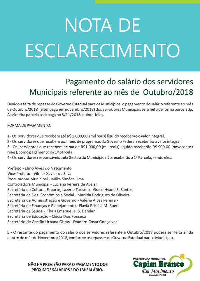 Prefeitura Municipal De Capim Branco Nota De Esclarecimento 4991